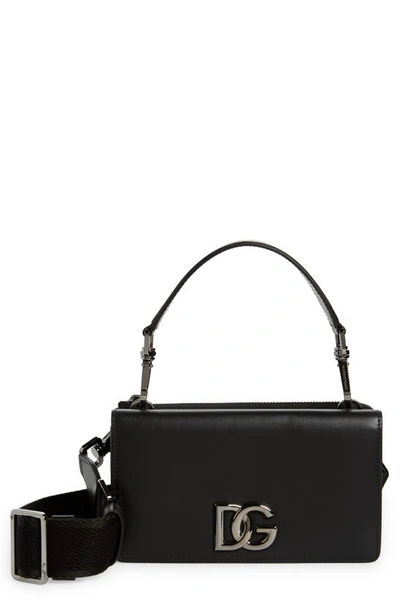 Dolce & Gabbana Mini Calfskin Leather Convertible Bag In Nero