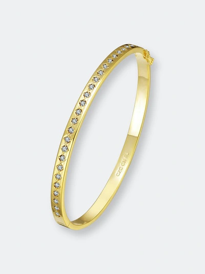 Rachel Glauber 14k Gold Plated Cubic Zirconia Bangle Bracelet In Gold-tone