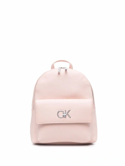 Calvin Klein Pebbled Logo-plaque Backpack In Pink