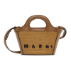 Marni Micro Tropicalia Logo Woven Top Handle Bag In Raw Sienna