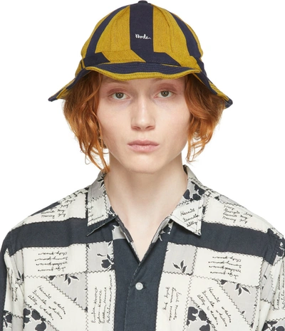 Bode Navy & Yellow Killington Stripe Structured Hat In Blue,yellow