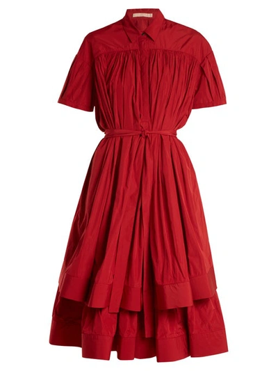 Brock Collection Danika Double-layer Taffeta Midi Dress In Rose-red