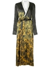 Adriana Iglesias Waldorf Reversible Floral-print Stretch-silk Robe In Black Gold