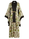 Adriana Iglesias Anna Reversible Tropical-print Stretch-silk Robe In Green White