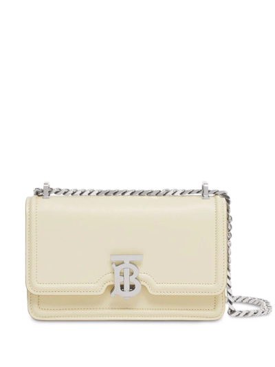 Burberry Elongated Tb Leather Crossbody Bag In Pale Vanilla
