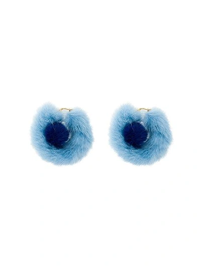 Wild And Woolly Blue Rendezvous Fur Earrings