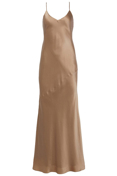 L Agence Serita Silk Charmeuse Maxi Slipdress In Cappuccino