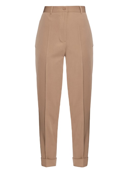 Bottega Veneta High-waisted Wool-twill Trousers In Tan-brown | ModeSens