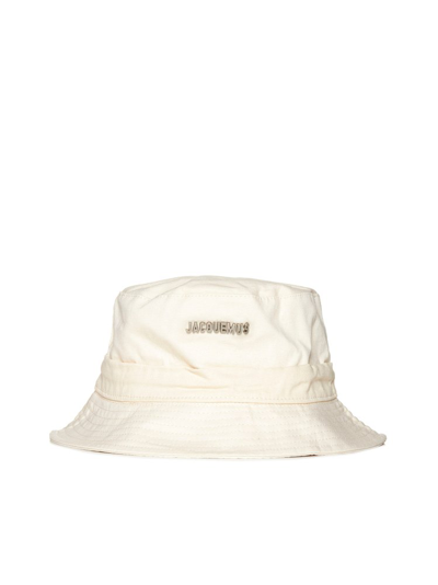 Jacquemus Cotton Logo-plaque Sun Hat In Off White