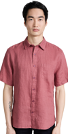 Vince Linen Short Sleeve Button Down Shirt In Wild Barbe
