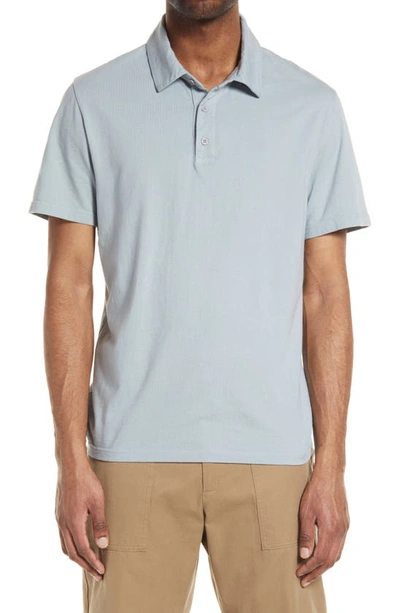 Vince Regular Fit Garment Dyed Cotton Polo Shirt In Washed City Blue