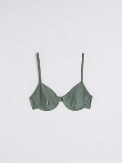 Filippa K Shimmer Underwire Top In Pale Green Lustre