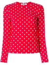 Comme Des Garçons Play Polka Dot Heart Logo T-shirt In Red