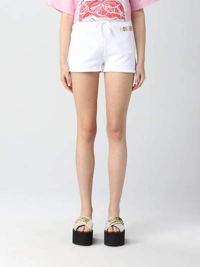 Moschino Couture Cotton Jogging Shorts In White
