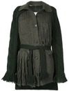 Maison Margiela Deconstructed Fringed Cardigan In Green