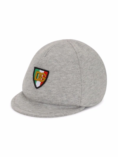 Dolce & Gabbana Babies' Fleece Baseball Cap With Italy Dg Logo In Grey