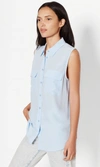 Equipment Sleeveless Slim Signature Silk Shirt In Periwinkle 