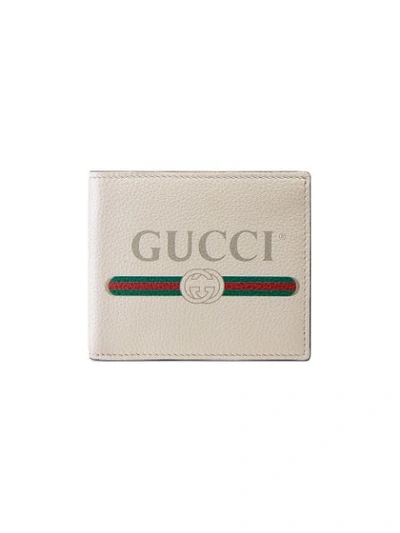 Gucci Logo-print Leather Bi-fold Wallet In White