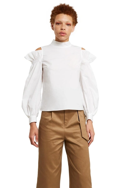 Opening Ceremony Off-the-shoulder Typewriter Blouse In White