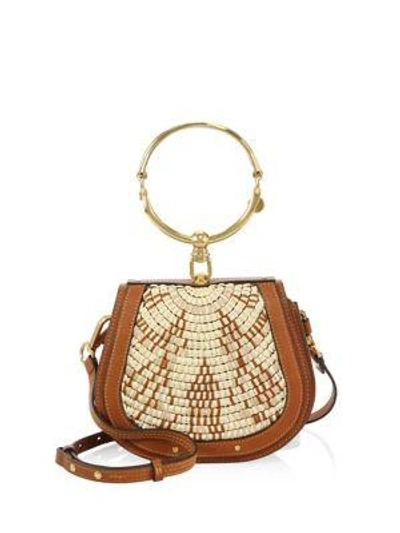 Chloé Nile Small Woven Bracelet Bag In Caramel