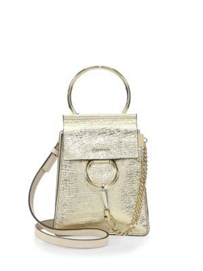 Chloé Faye Small Metallic Leather Bracelet Bag In Gold