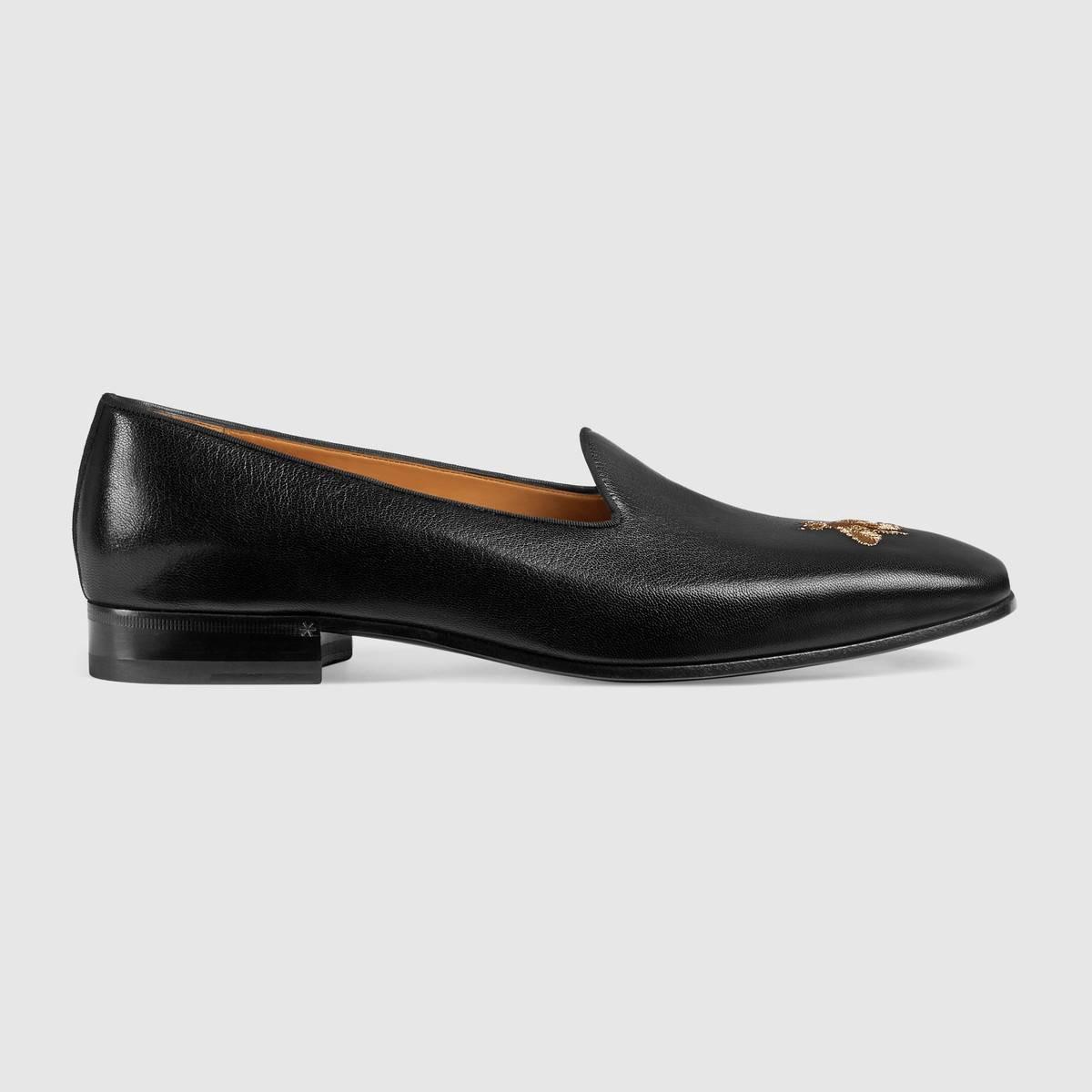 gucci leather loafer with bee