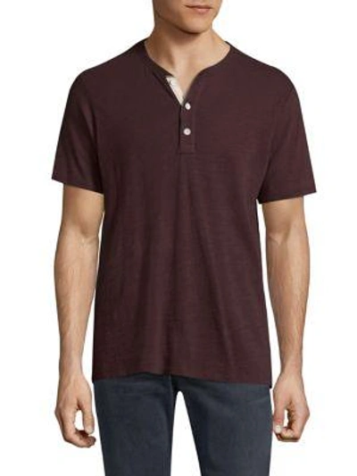 Rag & Bone Cotton Henley In Mahogany