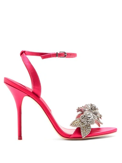 Sophia Webster Lilico Crystal-embellished Leather Sandals In Pink Silver