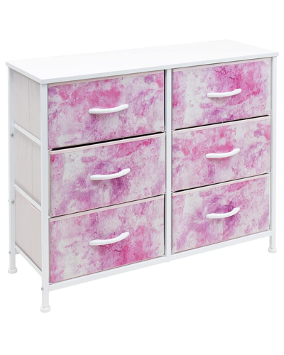 Sorbus 6 Drawer Storage Cube Dresser In Tie Dye Pink