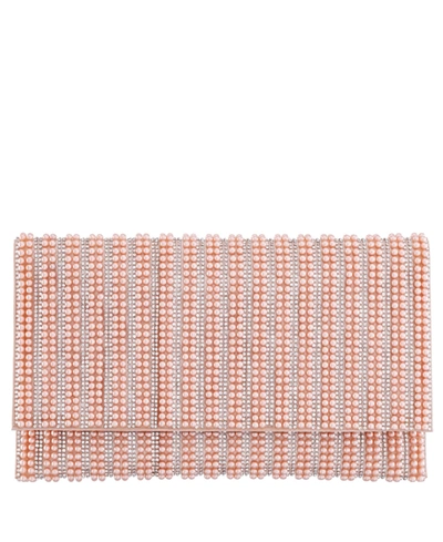 Nina Women's Allover Imitation Pearl And Crystal Envelope Clutch In Pearl Rose