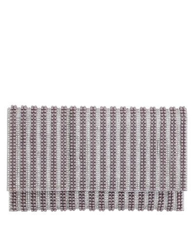 Nina Women's Allover Imitation Pearl And Crystal Envelope Clutch In Soft Grey