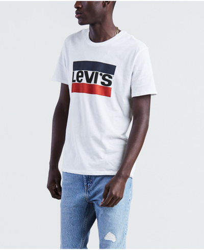 Levi's Crisp Crew Neck Cotton Tee With Logo Men's Print In White