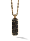 David Yurman Men's Forged Carbon Ingot Tag Pendant With 18k Gold, 47mm In Yellow Gold