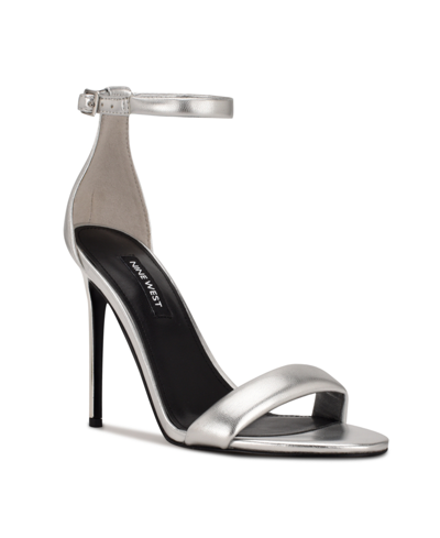 Nine West Women's Teeya Ankle Strap Dress Sandals Women's Shoes In Silver