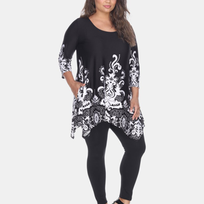 White Mark Plus Yanette Tunic Top In Black/white