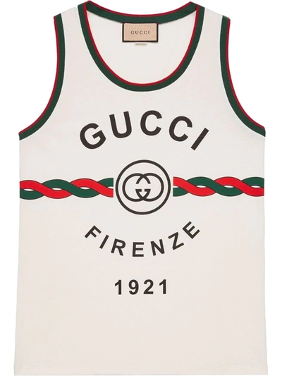 Gucci Firenze 1921 Cotton Tank Top In White | ModeSens