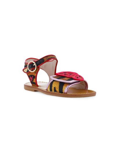 Sophia Webster Girl's Butterfly Tiger Canvas Sandals, Baby/toddler/kids In Tiger Fuchsia