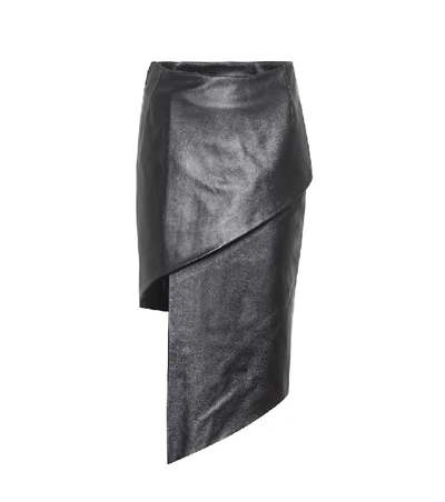 Vetements Woman Wrap-effect Asymmetric Textured-leather Mini Skirt Black