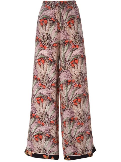 Valentino Floral Wide Leg Trousers | ModeSens