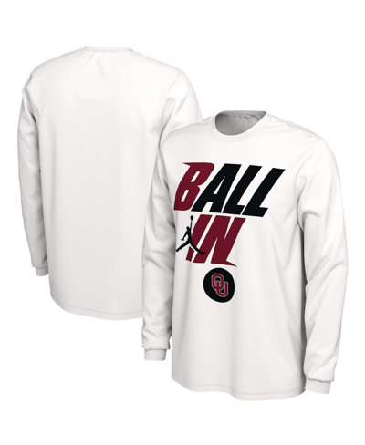 Jordan Men's  White Oklahoma Sooners Ball In Bench Long Sleeve T-shirt