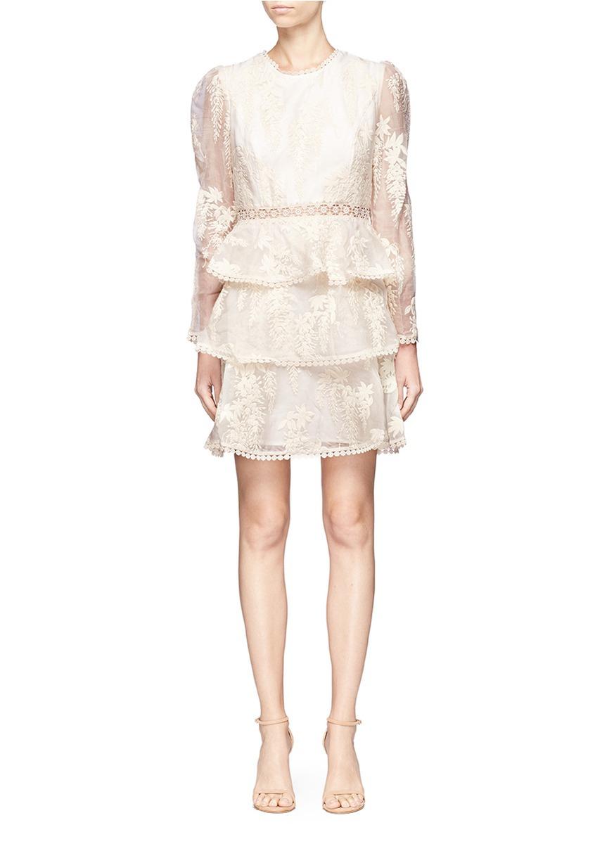 Zimmermann 'maples' Embroidered Tiered Silk Organza Dress | ModeSens