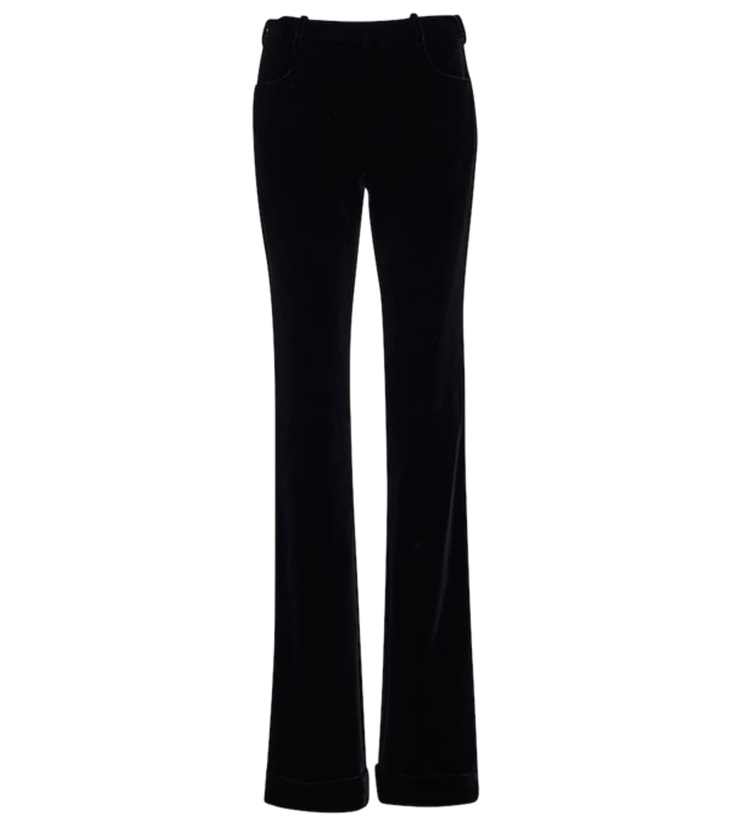 Saint Laurent Velvet High-rise Flared Pants In Black | ModeSens
