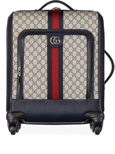 Gucci Mini Ophidia Gg Supreme Luggage In Blue