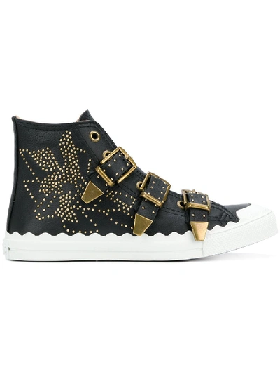 Chloé Studded High Top Sneakers In Black