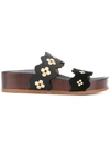 Chloé Lauren Embellished Suede And Leather Platform Slides In Black