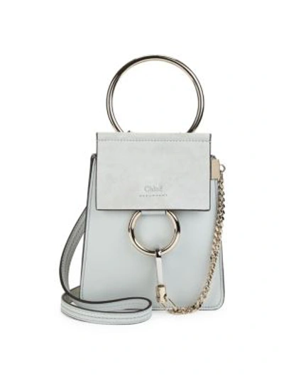 Chloé Faye Small Leather Bracelet Bag In Airy Grey