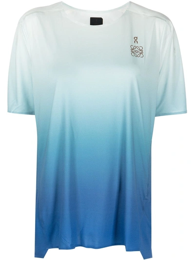 Loewe X On Gradient Logo-print Performance T-shirt, Gray In Blue