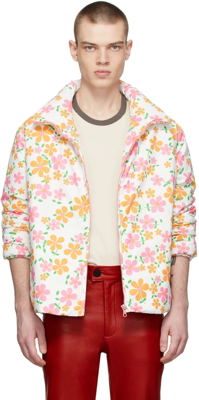 Erl Reversible Floral-print Puffer Jacket In White