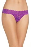 Hanky Panky Cross-dyed Signature Lace Low-rise Thong In Purple Velvet/silk Rose