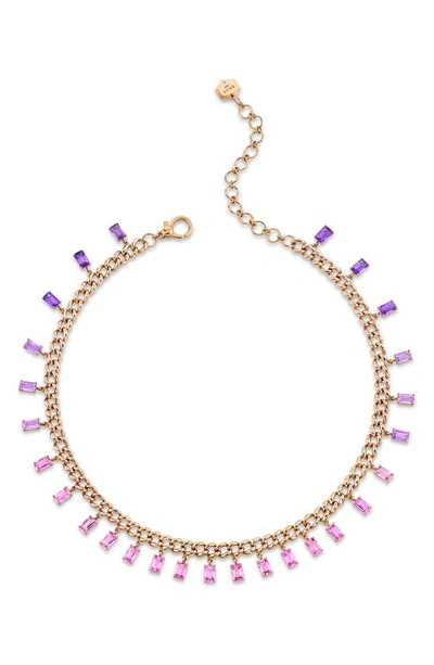 Shay Ombré Baguette Link Choker Necklace In Rose Gold